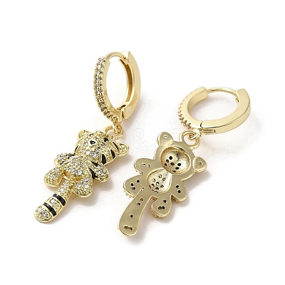 Raccoon Golden Brass Dangle Leverback Earrings EJEW-Q797-16G-1