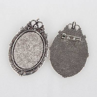 Vintage Tibetan Style Alloy Brooch Cabochon Settings PALLOY-N0085-35AS-1