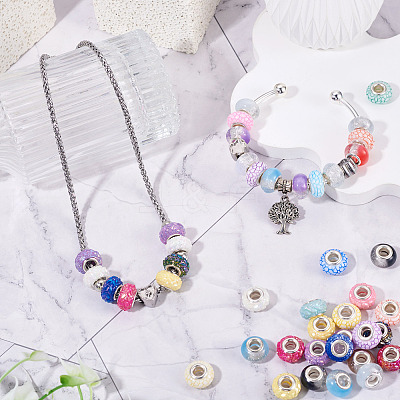 60Pcs 3 Styles Opaque Resin European Beads RESI-TA0005-29-1