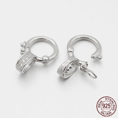 Rhodium Plated 925 Sterling Silver Micro Pave Cubic Zirconia Twister Clasps STER-M082-01B-1