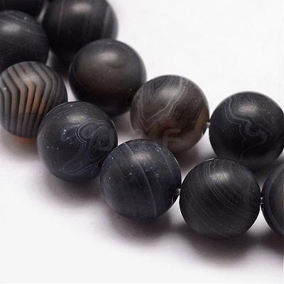 Natural Black Agate Bead Strands G-K166-12-10mm-03-1