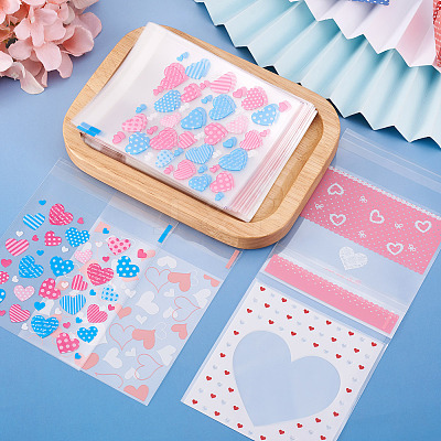 100Pcs 4 Styles Rectangle Plastic Cellophane Bags OPC-TA0001-04-1