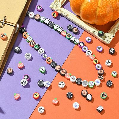 200Pcs 2 Styles Halloween Handmade Polymer Clay Beads CLAY-CJ0001-86-1