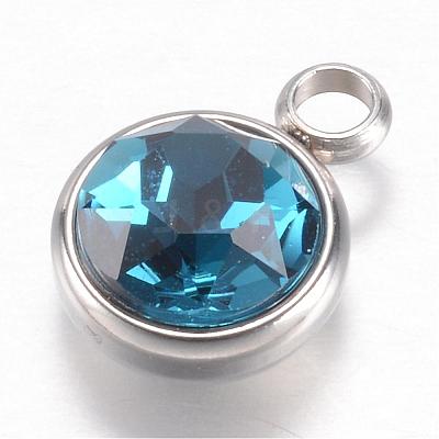 304 Stainless Steel Glass Rhinestone Charms STAS-G082-04-1