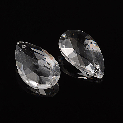 Faceted Teardrop Transparent Glass Pendants EGLA-R085-03-1