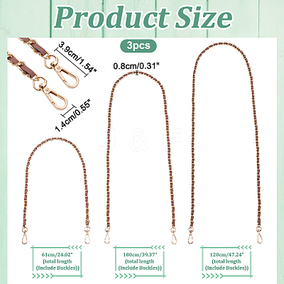 3Pcs 3 Style PU Leather Bag Handles PURS-WR0001-27B-1
