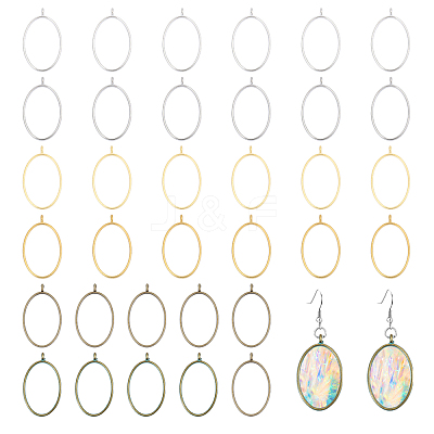36Pcs 6 Colors Alloy Hollow Geometric Open Back Bezel FIND-CA0010-67-1