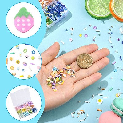 144G 12 Colors Handmade Polymer Clay Cabochons and Plastic Beads for DIY Jewelry Making Findings CLAY-FS0001-47-1