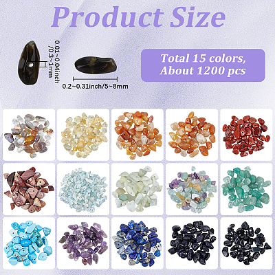 150G 15 Styles Natural & Synthetic Mixed Gemstone Chip Beads G-PA0001-95-1