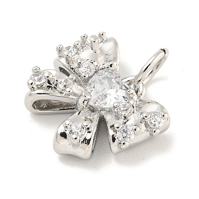 Rack Plating Brass Micro Pave Clear Cubic Zirconia Pendants KK-B093-01E-P-1
