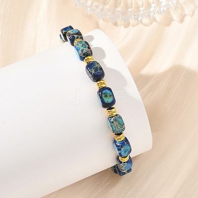 Adjustable Dyed Natural Imperial Jasper Cuboid Braided Bead Bracelets BJEW-JB14247-1