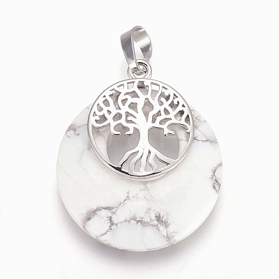 Natural Howlite Pendants G-F573-C19-1