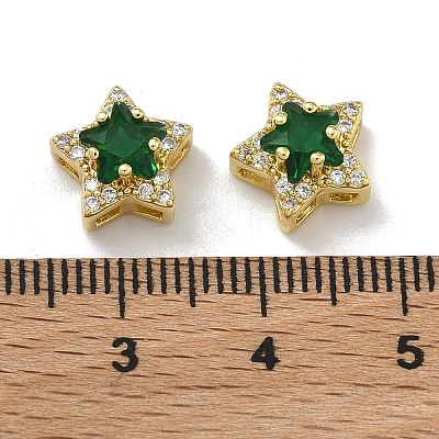 Brass Micro Pave Cubic Zirconia Slide Charms KK-D226-02G-02-1