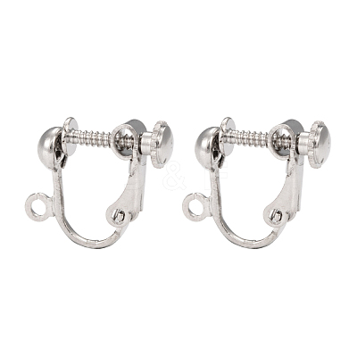 Brass Screw On Clip-on Earring Dangling Charms Pendants Setting Findings X-KK-M019-01P-1