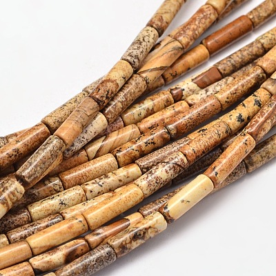 Natural Picture Jasper Column Beads Strands X-G-F247-04-1