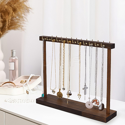 2Pcs Wood Necklace Organizer Display Stands NDIS-WH0016-15A-01-1