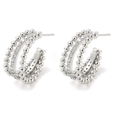 Brass Stud Earrings with Glass EJEW-K264-01P-1