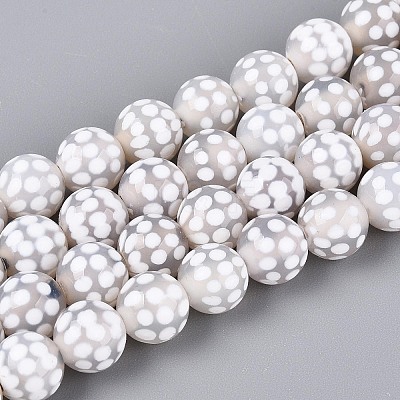 Tibetan Style Natural Agate dZi Beads Strands G-T144-36B-02-1
