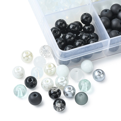 375Pcs 15 Style Imitation Jade & Pearl & Baking Paint Glass Beads GLAA-FS0001-34-1