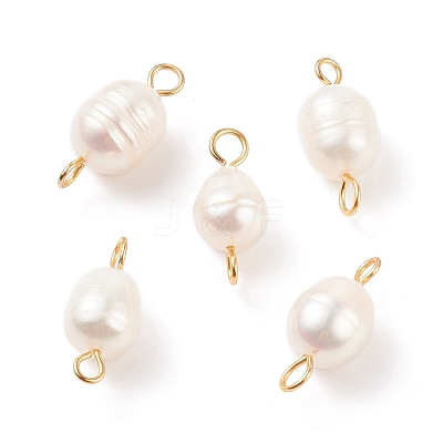 Natural Cultured Freshwater Pearl Beads Connector Charms PALLOY-JF01551-02-1