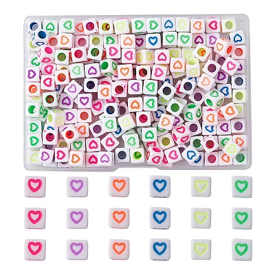 210Pcs 6 Colors Opaque White Acrylic European Beads MACR-YW0002-75A-1