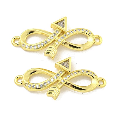 Rack Plating Brass Micro Pave Clear Cubic Zirconia Arrow Infinity Links KK-B091-48G-02-1