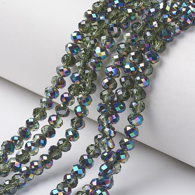 Electroplate Transparent Glass Beads Strands EGLA-A034-T6mm-Q17-1