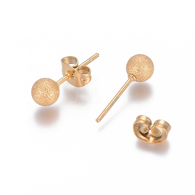 Ion Plating(IP) 304 Stainless Steel Stud Earrings EJEW-L215-58C-G-1