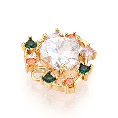 Brass Micro Pave Cubic Zirconia Charms KK-N261-12G-1