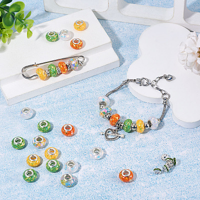 50Pcs 5 Colors Transparent Resin Rondelle European Beads RESI-TA0005-63A-1