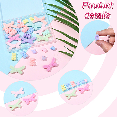 30Pcs 3 Styles Flocky Acrylic Bunny Beads OACR-YW0002-38-1