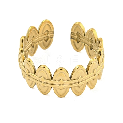 304 Stainless Steel Oval Open Cuff Ring for Women RJEW-S406-01G-03-1