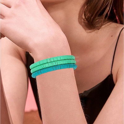 20Pcs 5 Colors Polymer Clay Heishi Surfer Stretch Bracelets Set BJEW-SW00132-1