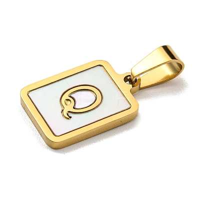 PVD Vacuum Plating 304 Stainless Steel Pave Natural White Shell Pendants STAS-S130-03G-Q-1