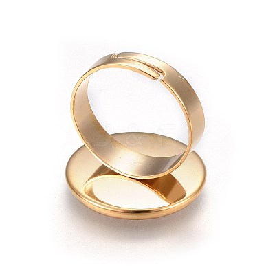 Ion Plating(IP) Adjustable 201 Stainless Steel Finger Rings Components STAS-G187-01G-18mm-1