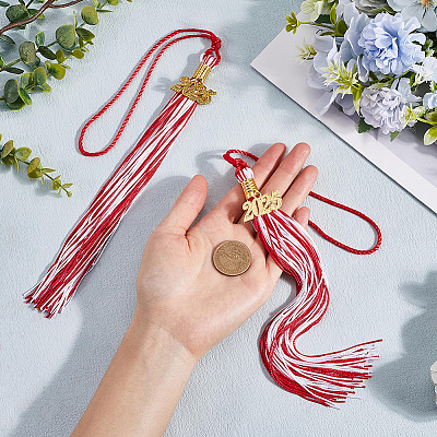 Polyester Graduation Tassel Pendant Decorations AJEW-WH20020-078E-1