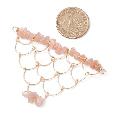 Natural Moonstone Chip Copper Wire Wrapped Connector Charms PALLOY-JF03030-03-1