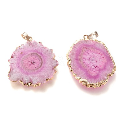 Dyed Natural Druzy Solar Quartz Crystal Pendants G-F693-01C-G-1