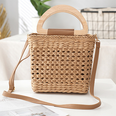 4Pcs 2 Styles D-shape Wooden Bag Handles FIND-WR0008-20-1