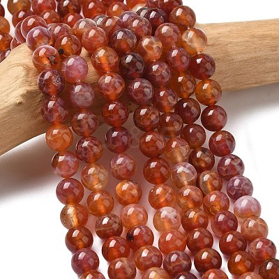 Natural Fire Crackle Agate Beads Strands X-G-G212-8mm-10-1