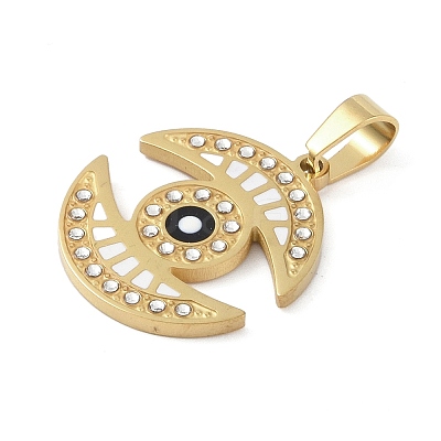 Ion Plating(IP) 304 Stainless Steel Enamel Rhinestone Pendants STAS-Q325-03G-G-1