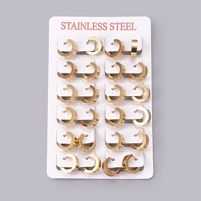 304 Stainless Steel Huggie Hoop Earrings EJEW-O087-09A-1