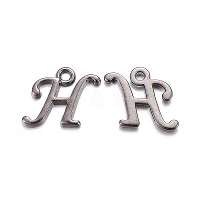 Gunmetal Plated Alloy Letter Pendants PALLOY-J718-01B-H-1