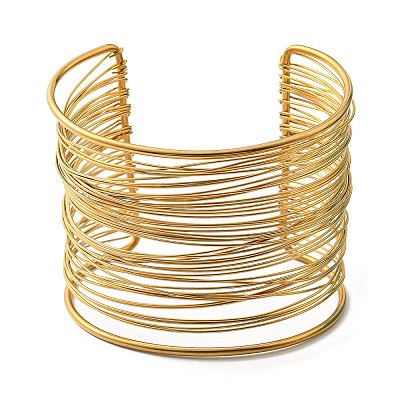 304 Stainless Steel Multi Line Cuff Bangles BJEW-E079-01G-1