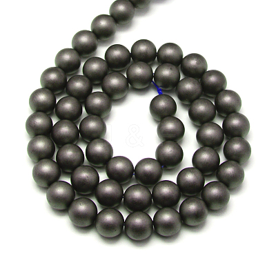 Frosted Non-magnetic Synthetic Hematite Round Bead Strands G-J344-3mm-1