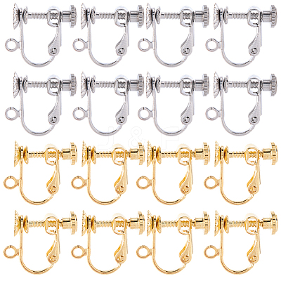20Pcs 2 Colors 316 Surgical Stainless Steel Clip-on Earring Findings STAS-SC0010-45-1