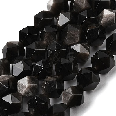 Natural Silver Obsidian Beads Strands G-Z119-A11-03-1