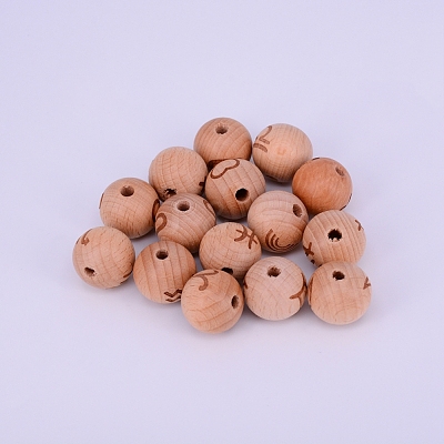 Natural Undyed Beech Beads WOOD-WH0101-34-1