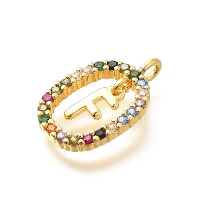 Brass Micro Pave Cubic Zirconia Pendants ZIRC-P123-01G-F02-1