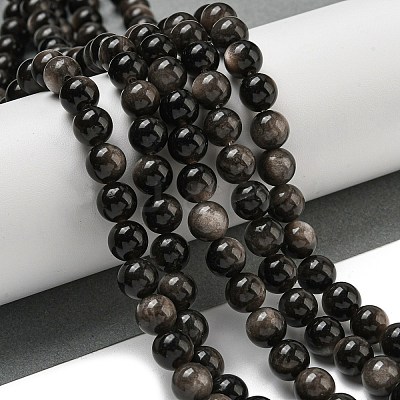 Natural Silver Obsidian Beads Strands G-S150-20A-10MM-1